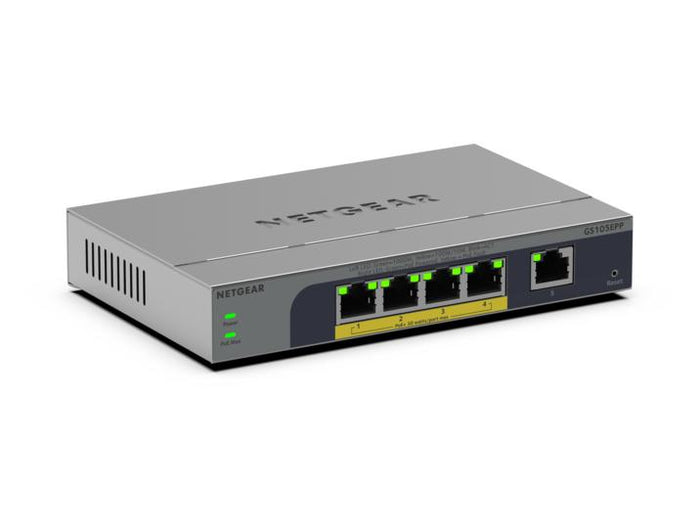 NETGEAR GS105EPP Unmanaged Gigabit Ethernet (10/100/1000) Power over Ethernet (PoE) Desktop-/Wandmontage Grau
