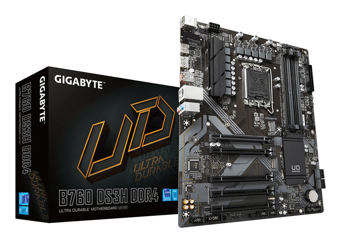 GIGABYTE B760 DS3H DDR4 Motherboard - Unterstützt Intel Core 14. Generation CPUs, 18+2+1 Phasen Digital VRM, bis zu 5333