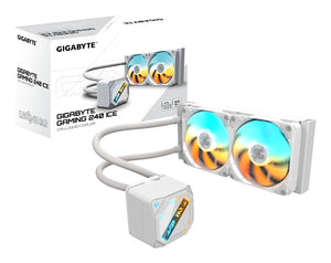 GIGABYTE GAMING 240 ICE Flüssigkeitskühler für CPU - 2x120mm ARGB-Lüfter, Schiebe-Verriegelungsmechanismus, DAISY-CHAIN,