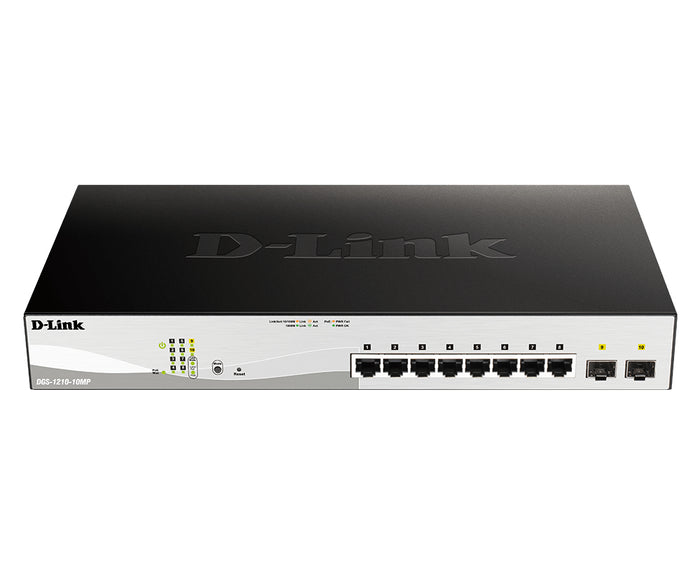 D-Link DGS-1210-10MP Managed L2 Gigabit Ethernet (10/100/1000) Power over Ethernet (PoE) Schwarz, Grau