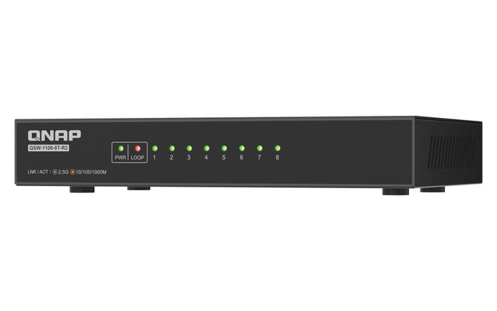 QNAP QSW-1108-8T-R2 Netzwerk-Switch Unmanaged 2.5G Ethernet (100/1000/2500) Desktop Schwarz