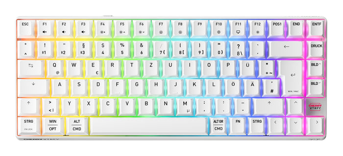 CHERRY XTRFY K33 Compact Wireless Tastatur Gaming USB + RF Wireless + Bluetooth QWERTZ Deutsch Weiß