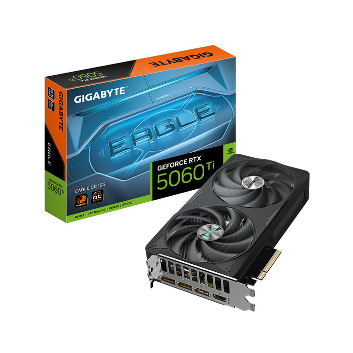 GIGABYTE GeForce RTX 5060 Ti EAGLE OC 16G Grafikkarte – 16 GB GDDR7, 128 Bit, PCI-E 5.0, 2617 MHz Kernfrequenz, 3 x Disp