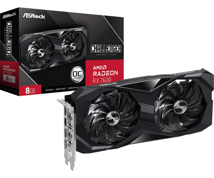 Asrock Radeon RX 7600 Challenger 8GB OC (RDNA 3, GDDR6, 3x DisplayPort, 1x HDMI 2.1)