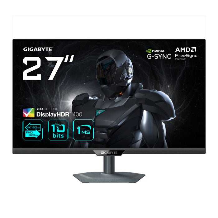 GIGABYTE G27U 27” 4K UHD Gaming-Monitor - Dual-Modus (4K 160Hz oder FHD 320Hz), 3840 x 2160, 1ms, 350 cd/m², FreeSync Pr