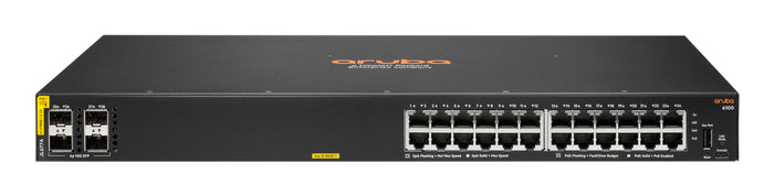 HPE Aruba Networking CX 6100 24G Class4 PoE 4SFP+ 370W Managed L3 Gigabit Ethernet (10/100/1000) Power over Ethernet (PoE) 1U Schwarz