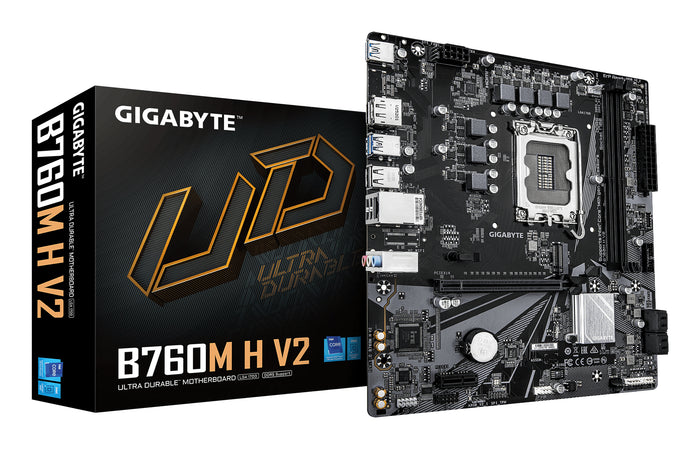GIGABYTE B760M H V2 Mainboard - Unterstützt Intel Core Prozessoren der 14. Generation, digitales 5+1+1-Phasen-VRM, bis z