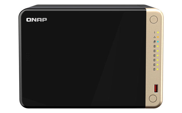 QNAP TS-664 NAS Tower Intel® Celeron® N5095 8 GB DDR4 0 TB QNAP QTS Schwarz, Bronze (TS-664-8G)