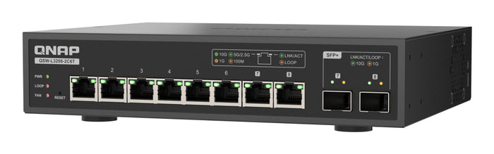 QNAP QSW-L3208-2C6T Netzwerk-Switch Managed L2 10G Ethernet (100/1000/10000) Desktop Schwarz