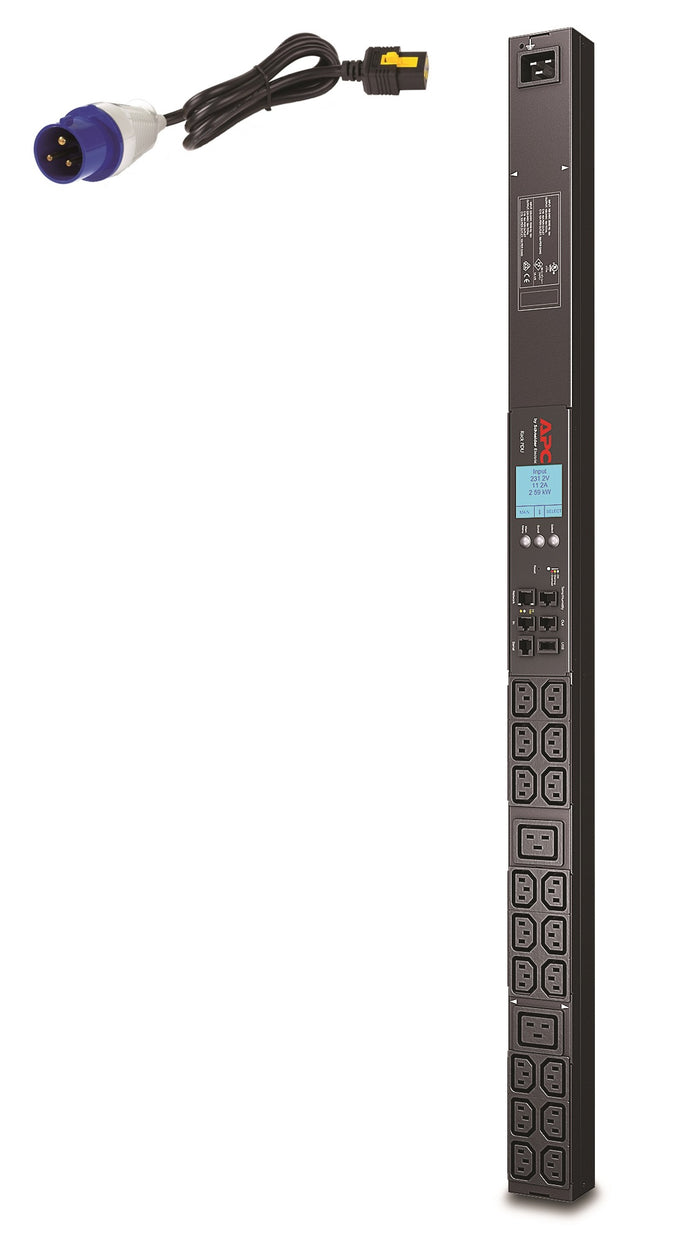 APC Rack PDU 2G, mit Messfunktion, Null HE, 16 A, 230 V, (18) C13 & (2) C19, IEC309-Leitung